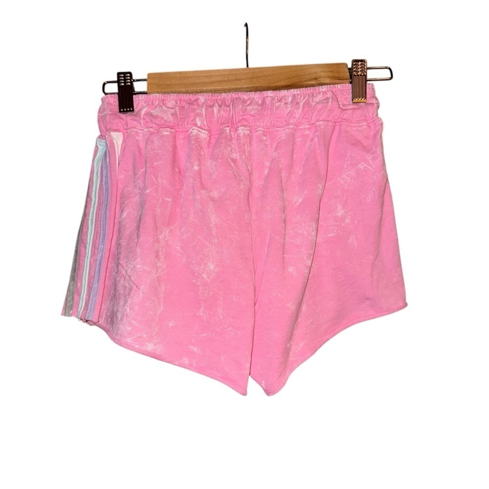NWT BLOOM + POP Pink Stripe Acid Wash Raw Edge Juniors Short Shorts Barbiecore S - Picture 5 of 14